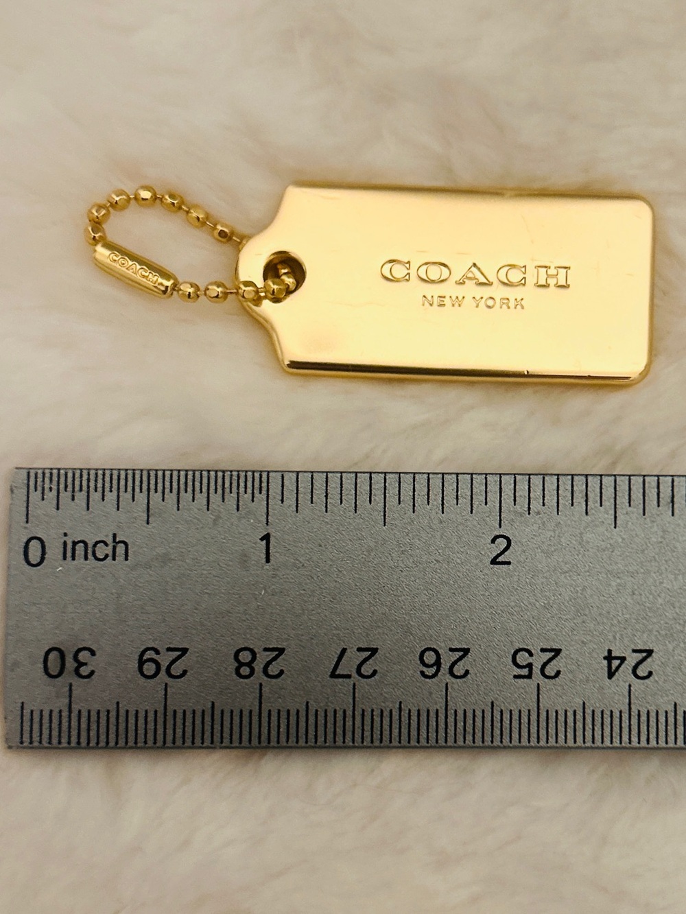 Coach Gold Metal Hang Tag  with Branded Ball & Chain